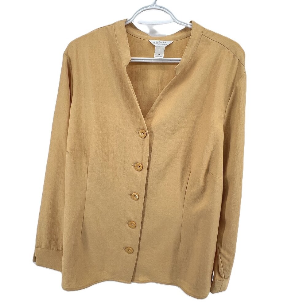 C.J. Banks by Christopher Banks Women's Blouse beige-mustard-yellow – Size 1X